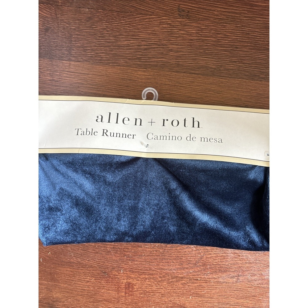Allen + Roth Blue Velour Feel 14"x72" Table Runner New Model # R-VLVT-300 - Picture 2 of 6